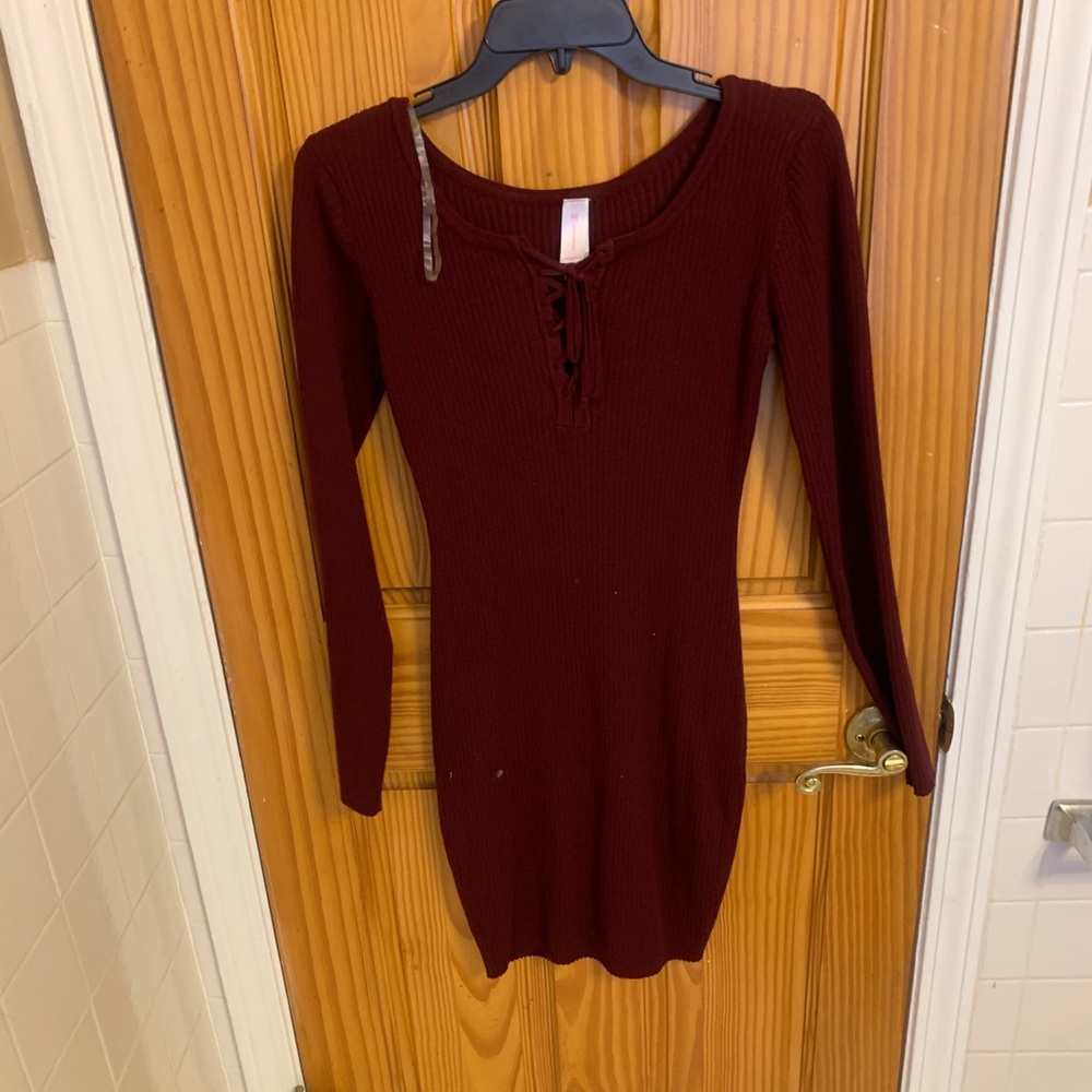Long Sleeve Lace Up Sweater Dress 👗.